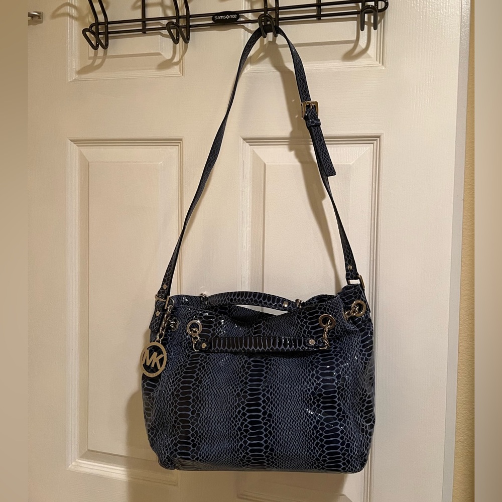 Blue lizard print Michael Kors bag